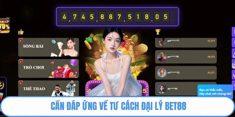 Cần đáp ứng về tư cách Đại lý Bet88